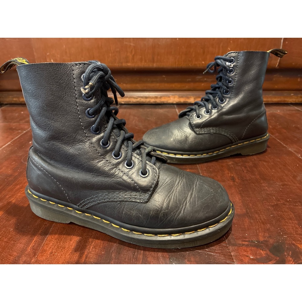 Vintage 90s Dr. Martens 1460 Pascal US 5 Made in England Raw edge Black Leather